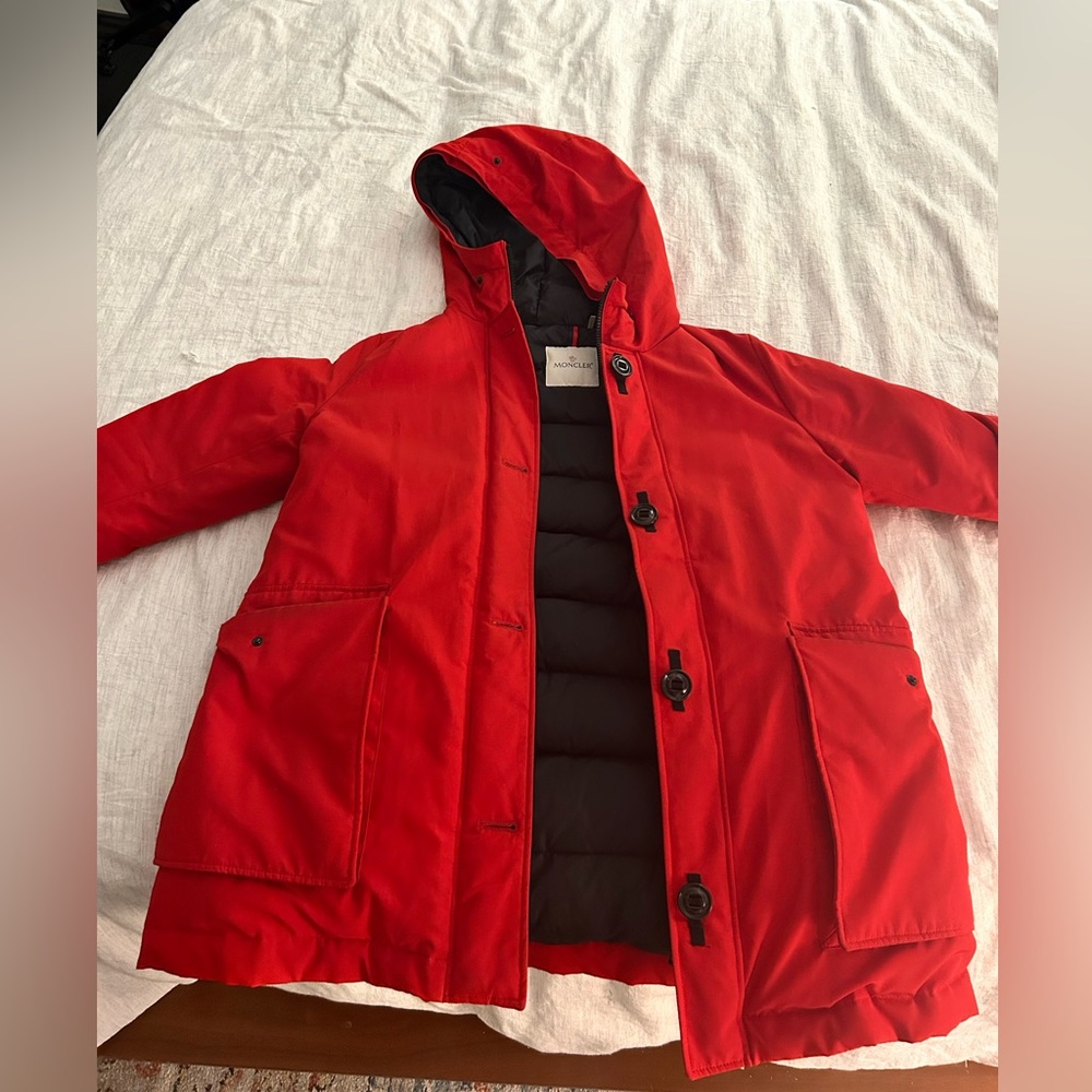 Moncler Red Puffer 3/4 length